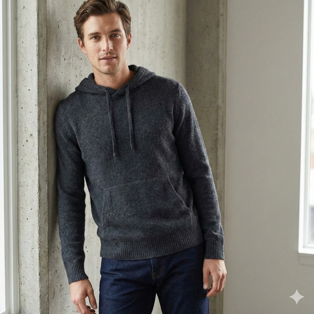 Everlane Felted Merino Hoodie Mens XS Charcoal Gray Pullover‎ Cozy Preppy